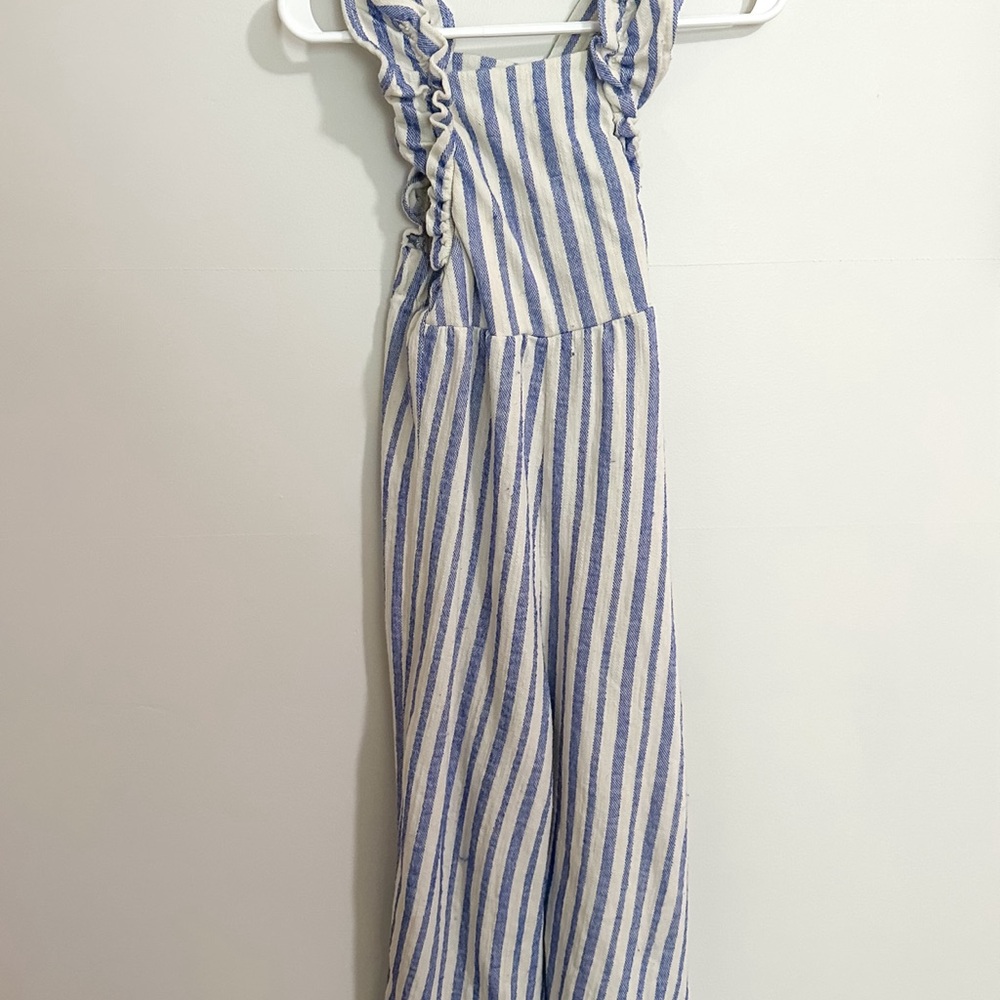 Zara Blue and White Striped Jumpsuit